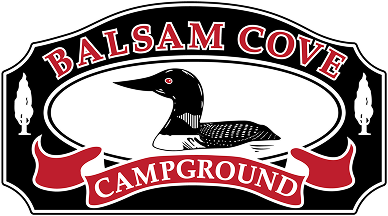 Balsam Cove Campground logo with loon.