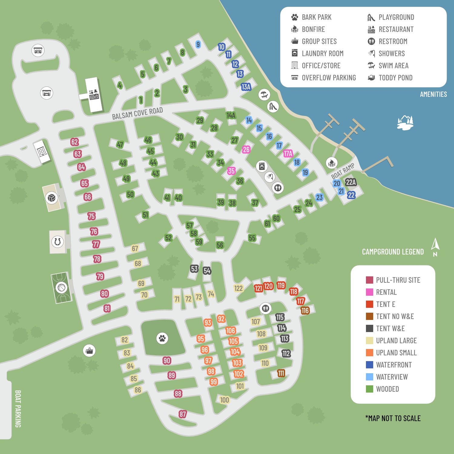A map of the campground with all the amenities.